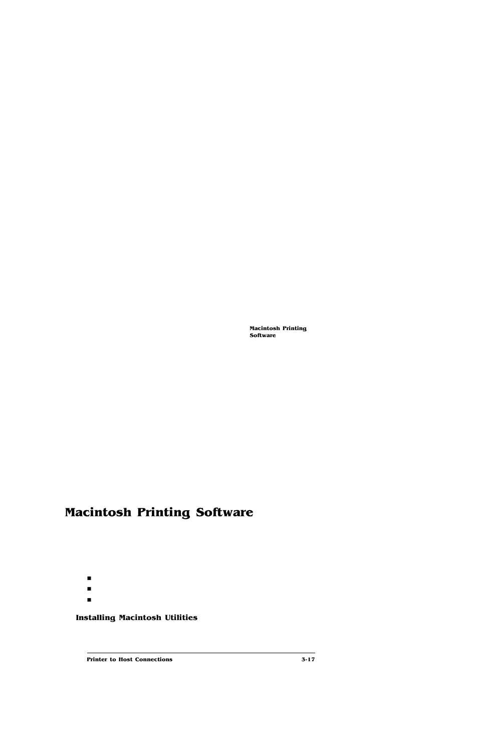 Macintosh printing software, Installing macintosh utilities, Macintosh printing software -17 | Installing macintosh utilities 3-17 | IBM Print System QMS 4032 User Manual | Page 43 / 86