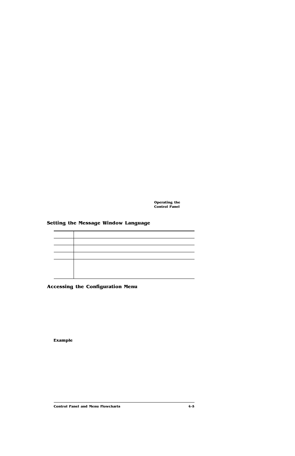 Setting the message window language, Accessing the configuration menu | IBM Print System QMS 4032 User Manual | Page 51 / 86