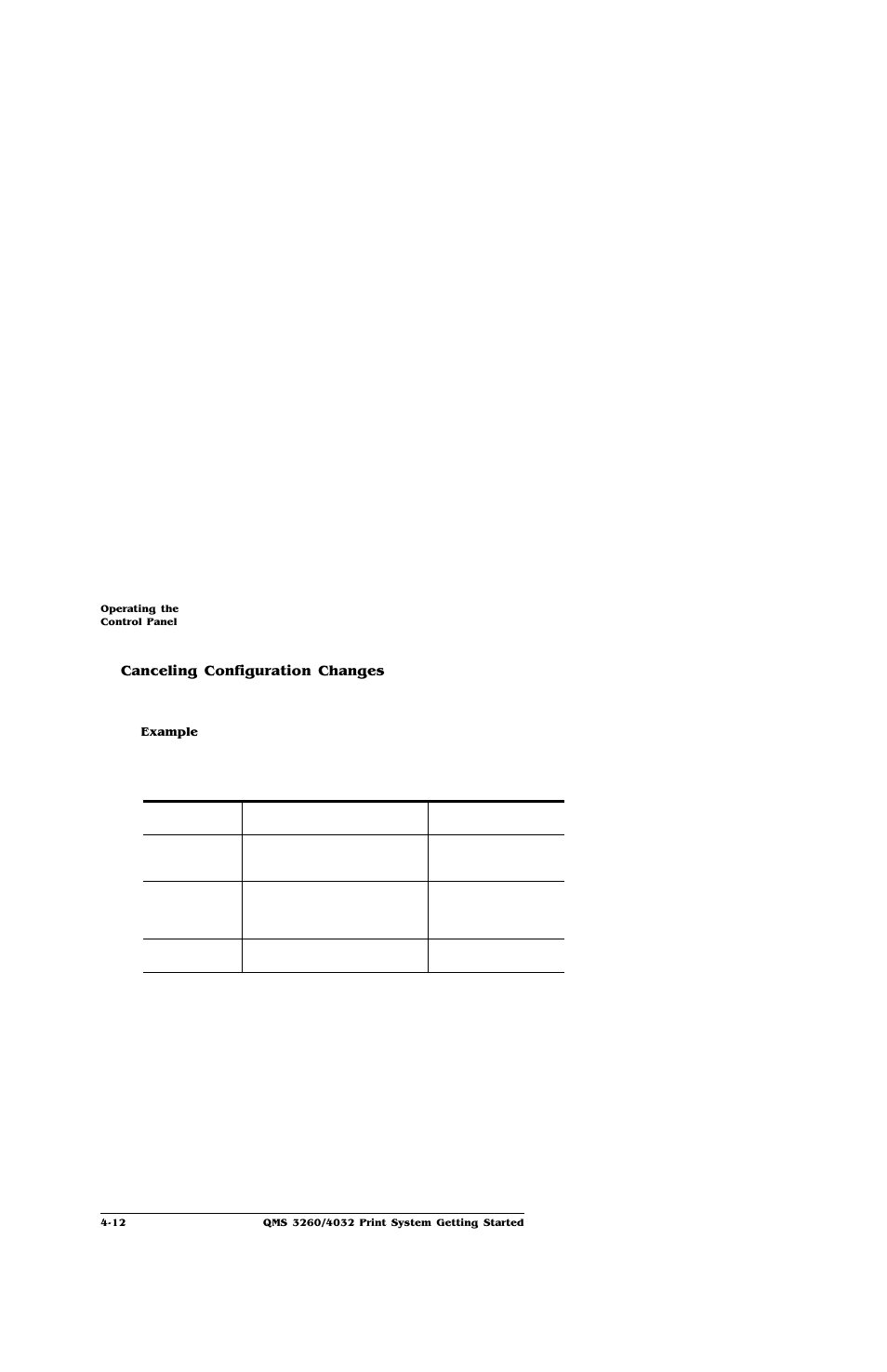 Canceling configuration changes, Canceling configuration changes 4-12 | IBM Print System QMS 4032 User Manual | Page 58 / 86