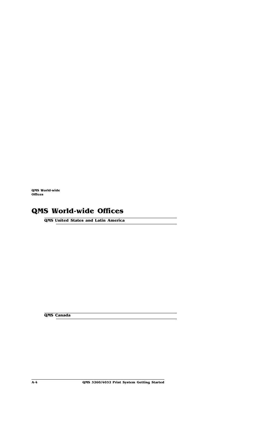 Qms world-wide offices | IBM Print System QMS 4032 User Manual | Page 80 / 86