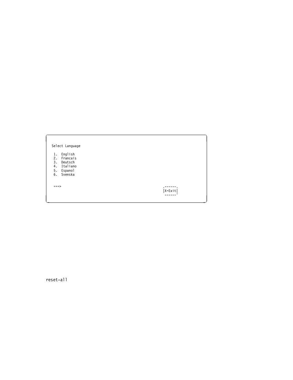 Select language, Ok prompt, Exiting system management services | IBM Enterprise Server H80 Series User Manual | Page 109 / 230