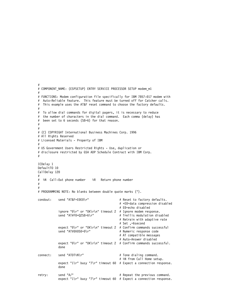 Sample file modem_m1.cfg | IBM Enterprise Server H80 Series User Manual | Page 205 / 230