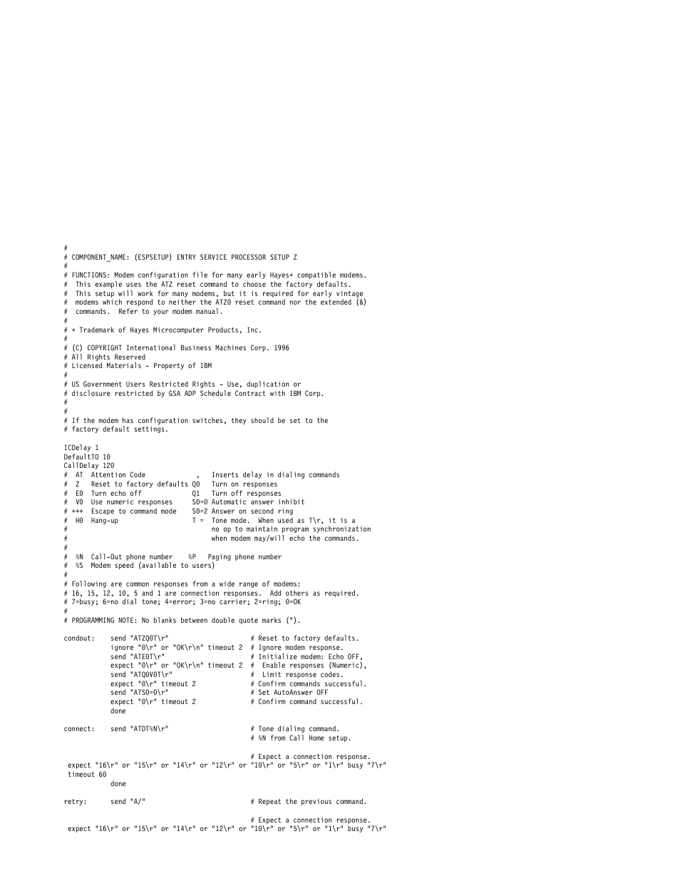 Sample file modem_z.cfg | IBM Enterprise Server H80 Series User Manual | Page 208 / 230