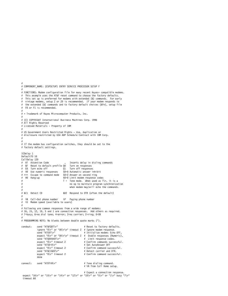 Sample file modem_f.cfg | IBM Enterprise Server H80 Series User Manual | Page 212 / 230