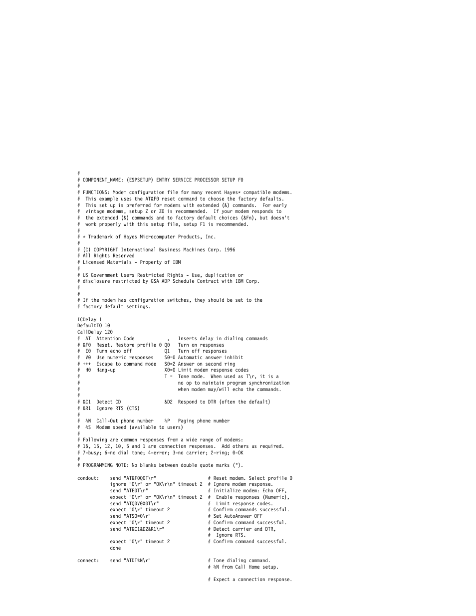 Sample file modem_f0.cfg | IBM Enterprise Server H80 Series User Manual | Page 215 / 230