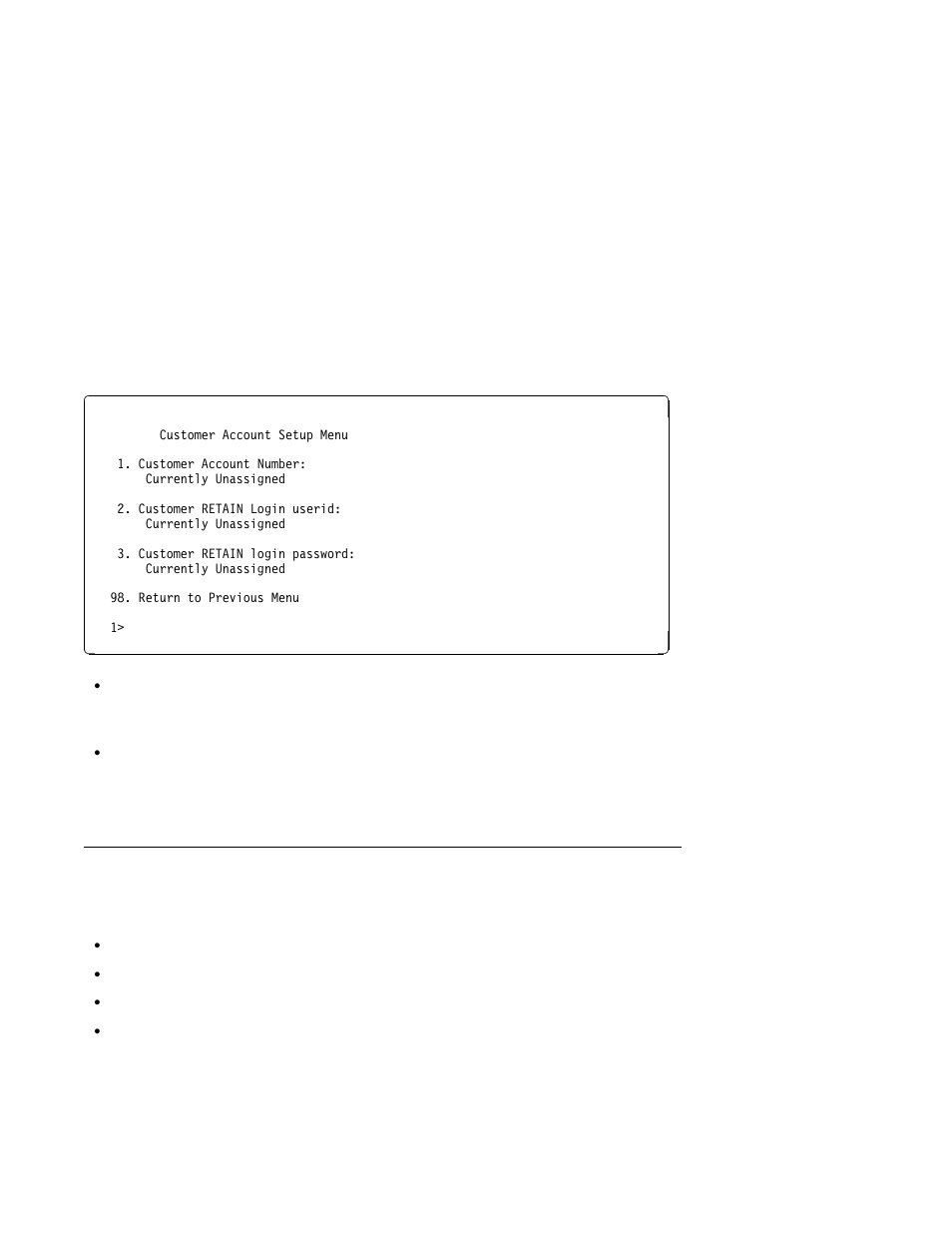 Customer account setup menu, Service processor procedures in service mode | IBM Enterprise Server H80 Series User Manual | Page 76 / 230