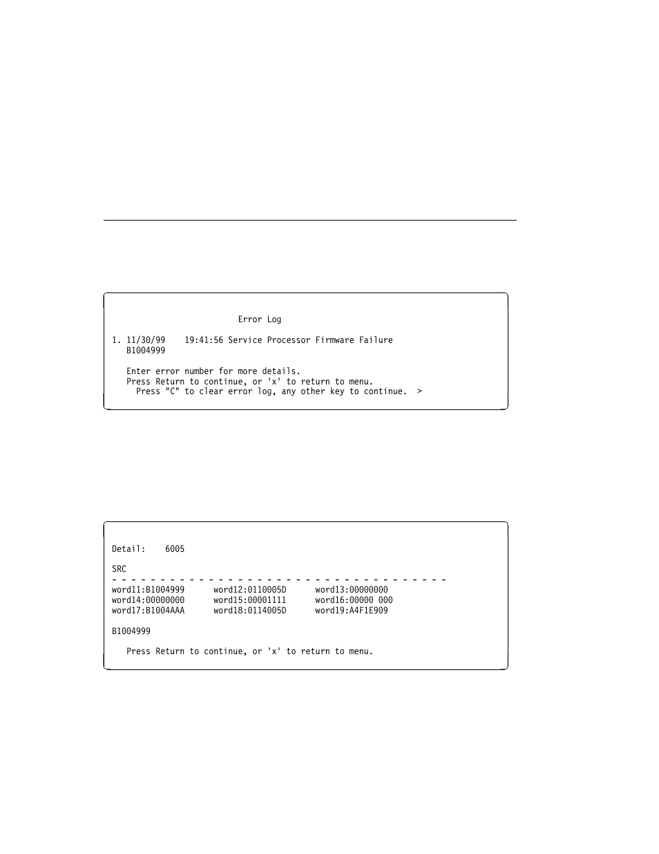 Service processor error logs | IBM Enterprise Server H80 Series User Manual | Page 91 / 230