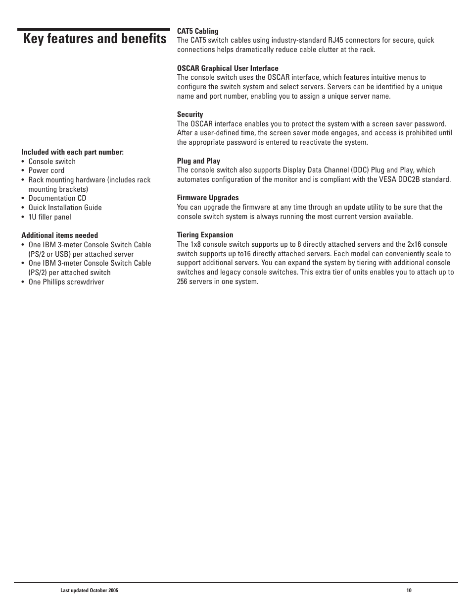 Key features and benefits | IBM 1X8 User Manual | Page 10 / 18