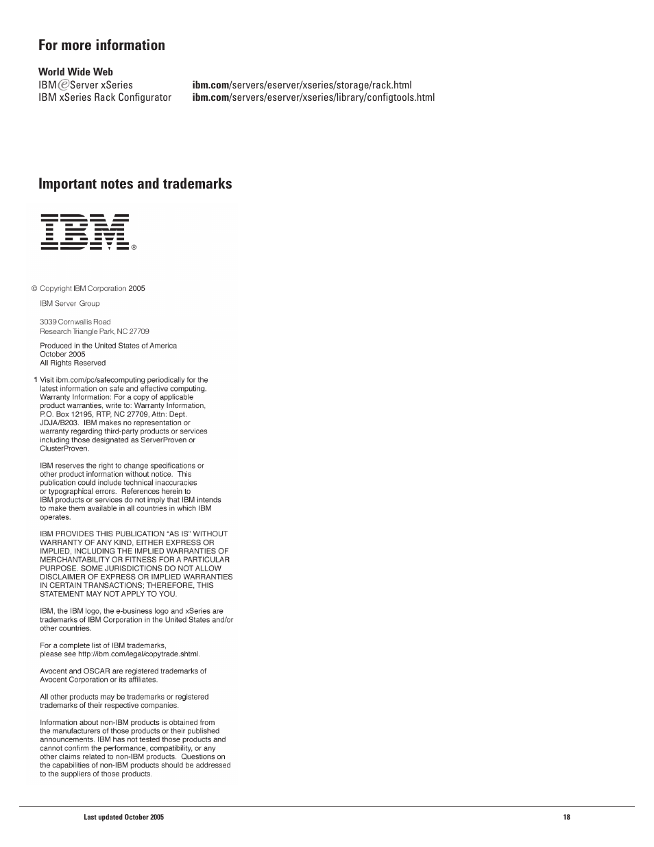 For more information | IBM 1X8 User Manual | Page 18 / 18