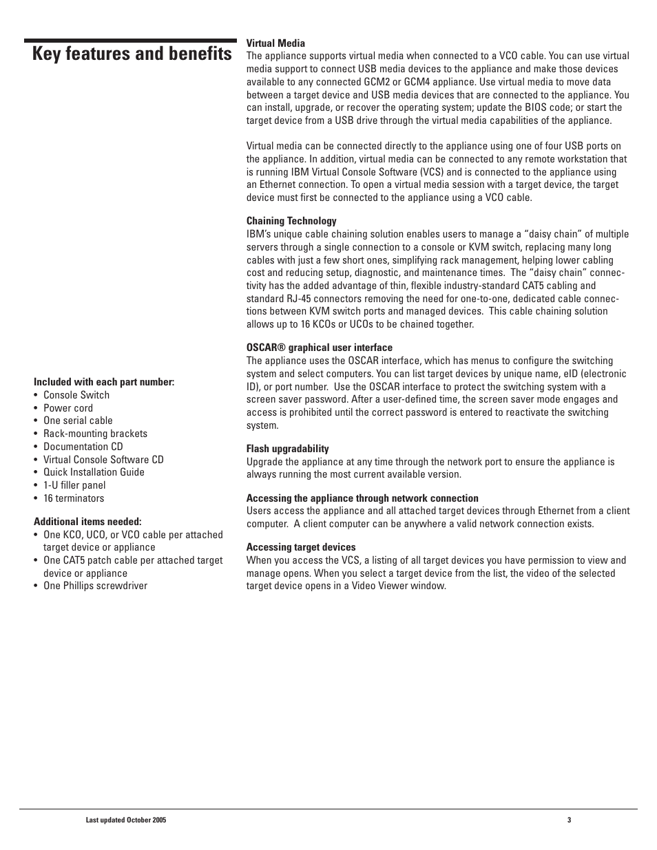 Key features and benefits | IBM 1X8 User Manual | Page 3 / 18