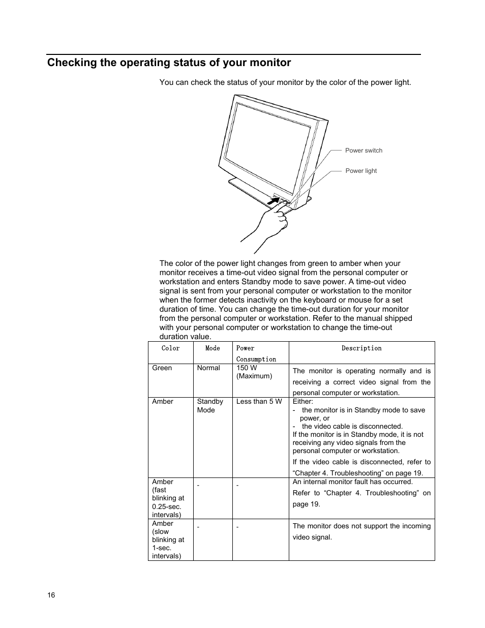 Checking the operating status of your monitor | IBM T221 User Manual | Page 22 / 43