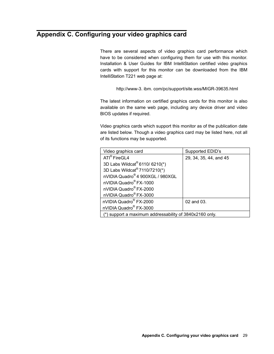 Appendix c. configuring your video graphics card | IBM T221 User Manual | Page 35 / 43