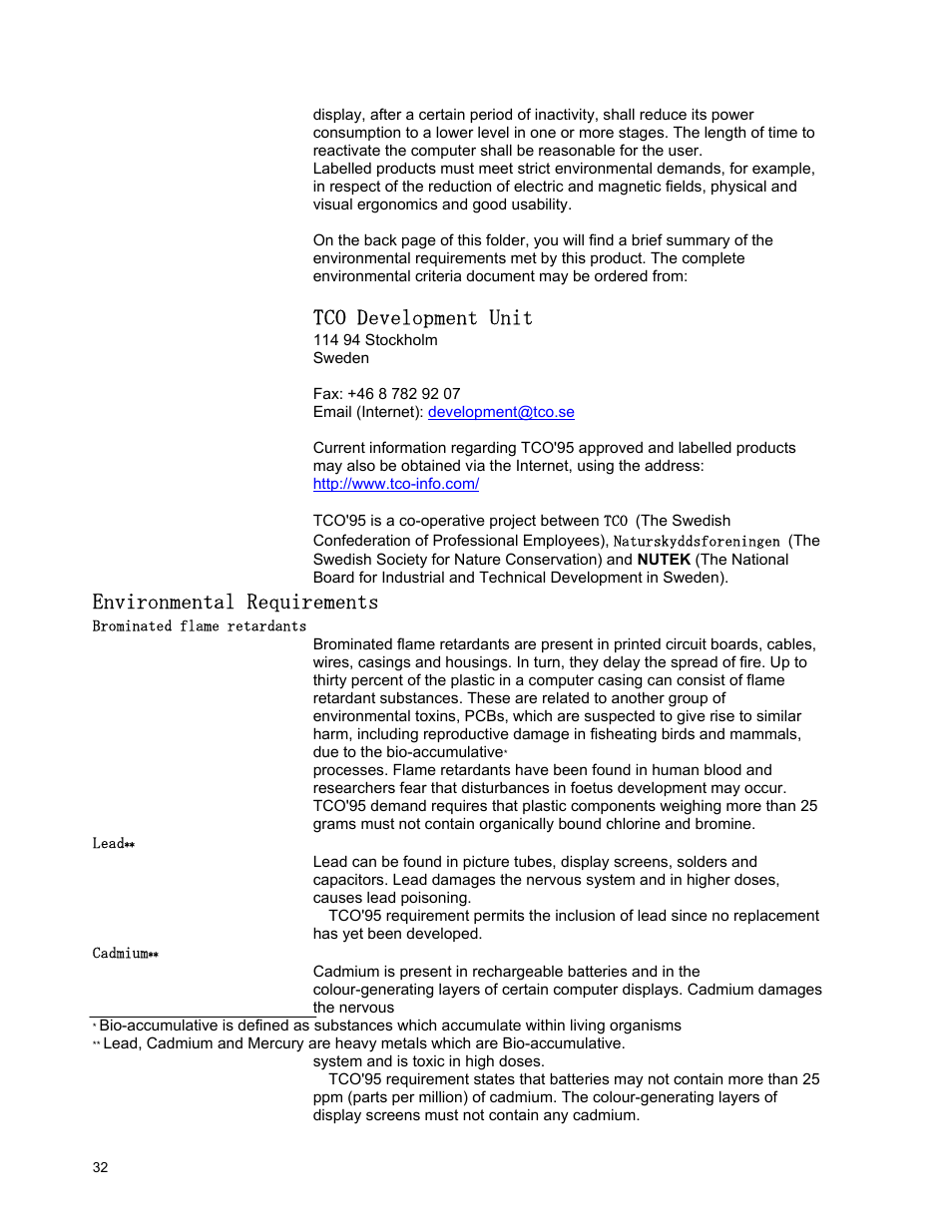 Tco development unit, Environmental requirements | IBM T221 User Manual | Page 38 / 43