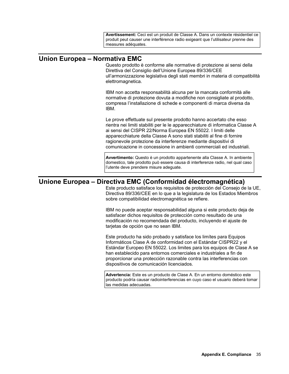 Union europea – normativa emc | IBM T221 User Manual | Page 41 / 43