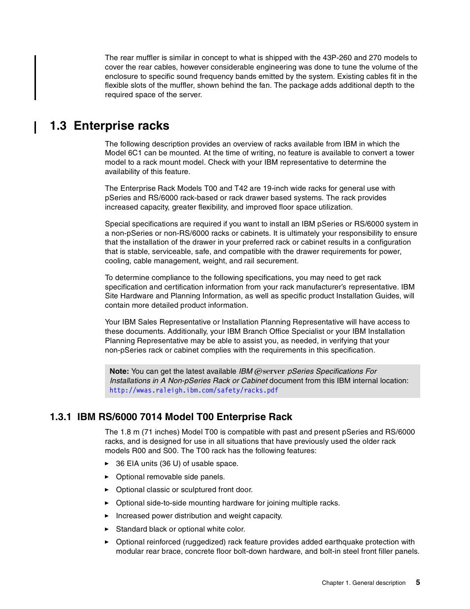 3 enterprise racks, 1 ibm rs/6000 7014 model t00 enterprise rack | IBM 6C1 User Manual | Page 13 / 42