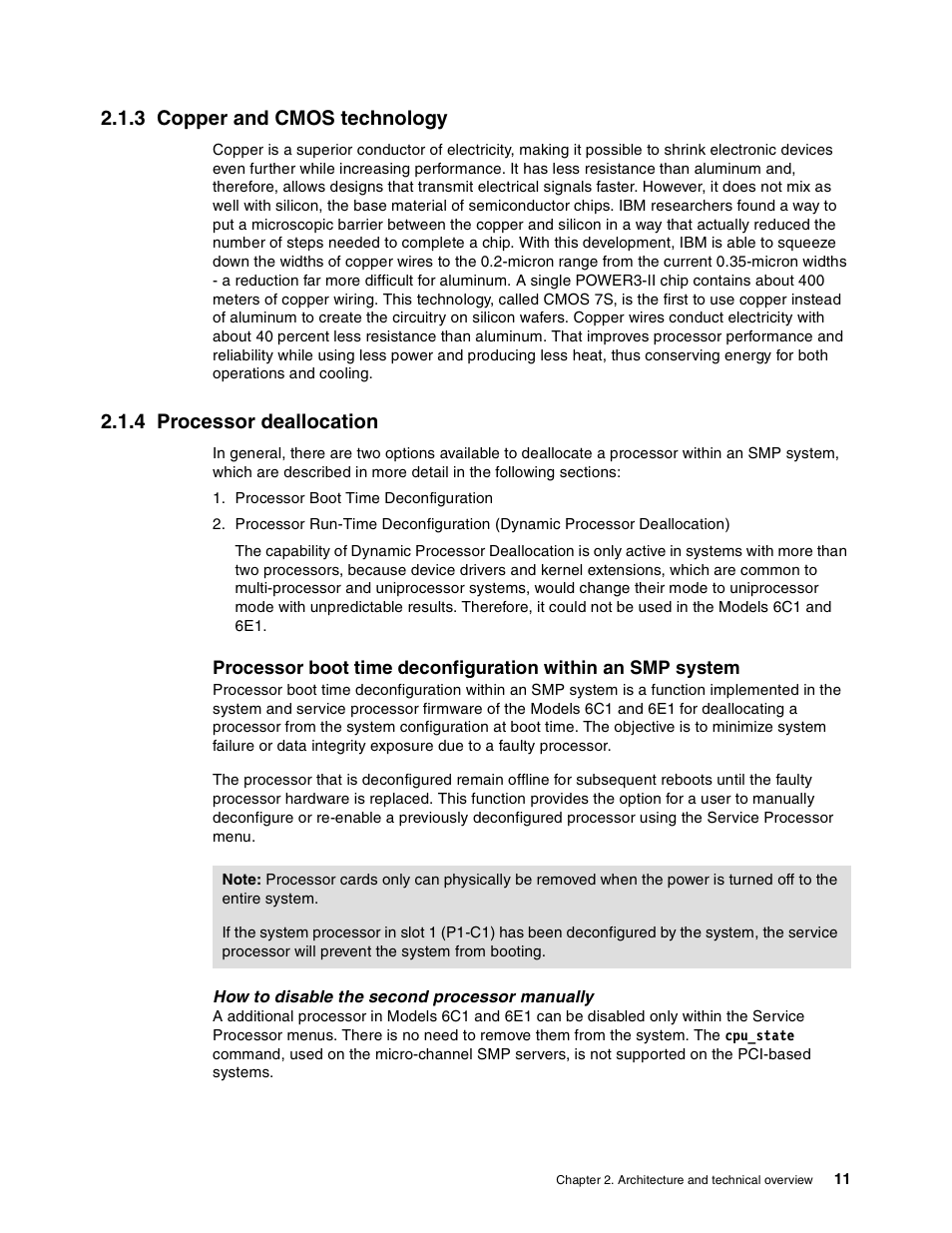 3 copper and cmos technology, 4 processor deallocation | IBM 6C1 User Manual | Page 19 / 42