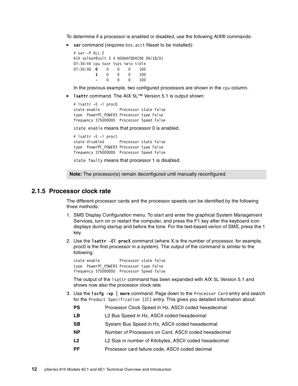 5 processor clock rate | IBM 6C1 User Manual | Page 20 / 42