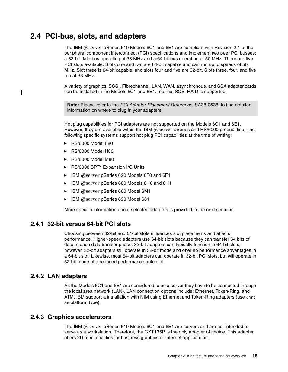 4 pci-bus, slots, and adapters, 1 32-bit versus 64-bit pci slots, 2 lan adapters | 3 graphics accelerators | IBM 6C1 User Manual | Page 23 / 42