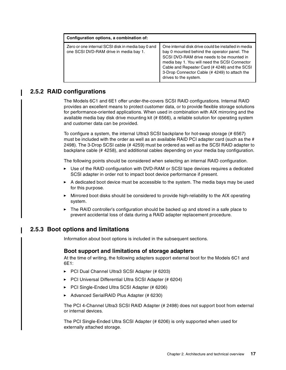 2 raid configurations, 3 boot options and limitations | IBM 6C1 User Manual | Page 25 / 42