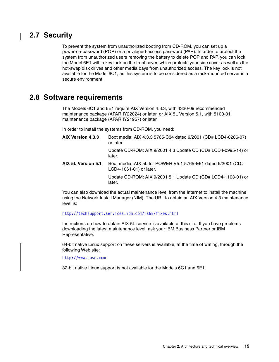 7 security, 8 software requirements, 7 security 2.8 software requirements | IBM 6C1 User Manual | Page 27 / 42