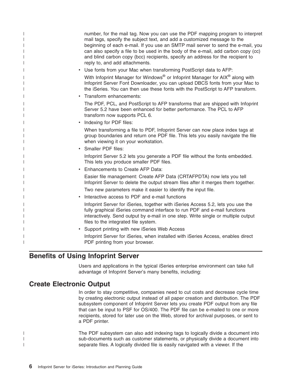 Benefits of using infoprint server, Create electronic output | IBM G544-5774-01 User Manual | Page 18 / 56