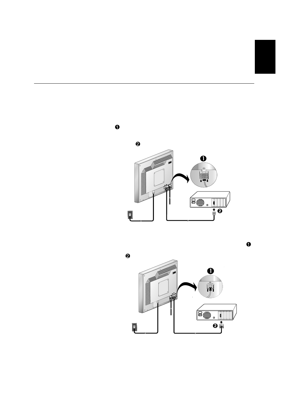 Connecting your monitor | IBM L180p User Manual | Page 11 / 33