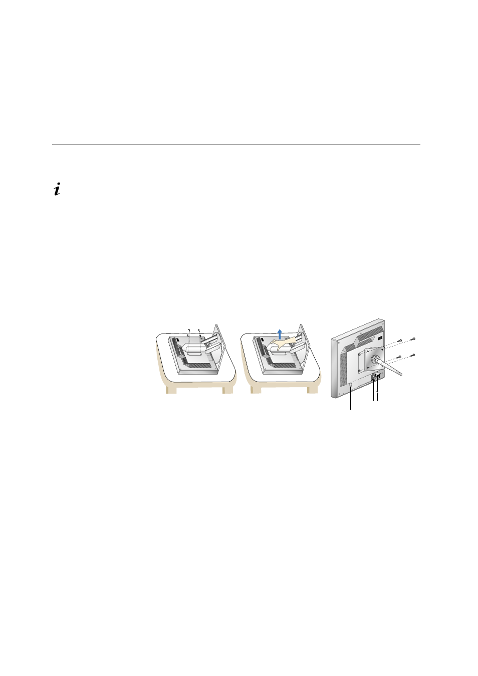 Arm or wall mounting, Removing the stand and cables | IBM L180p User Manual | Page 26 / 33