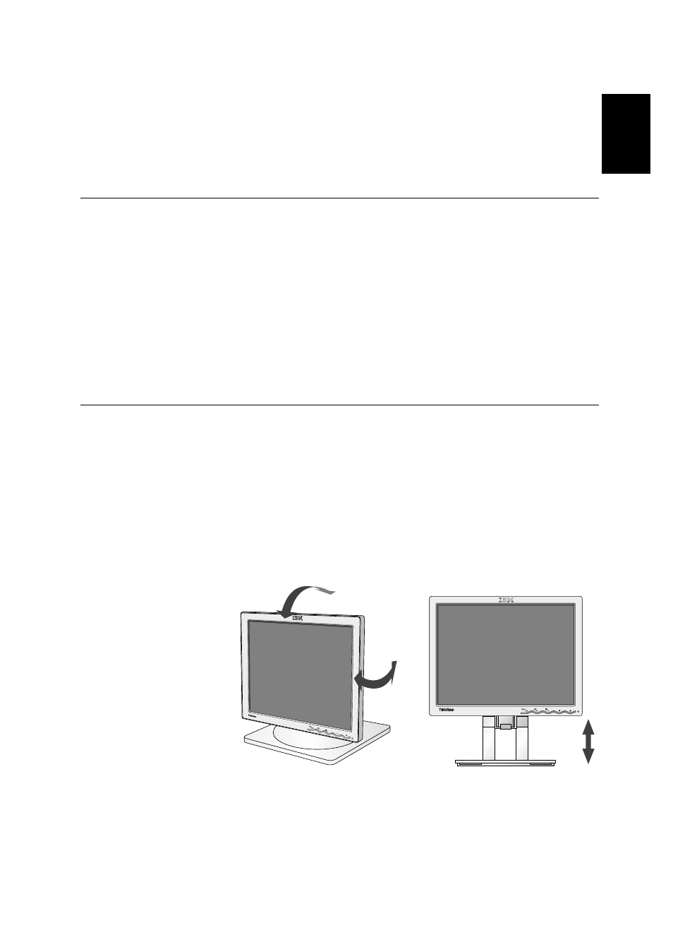 Adjusting the monitor position, Workplace preparation | IBM L180p User Manual | Page 9 / 33