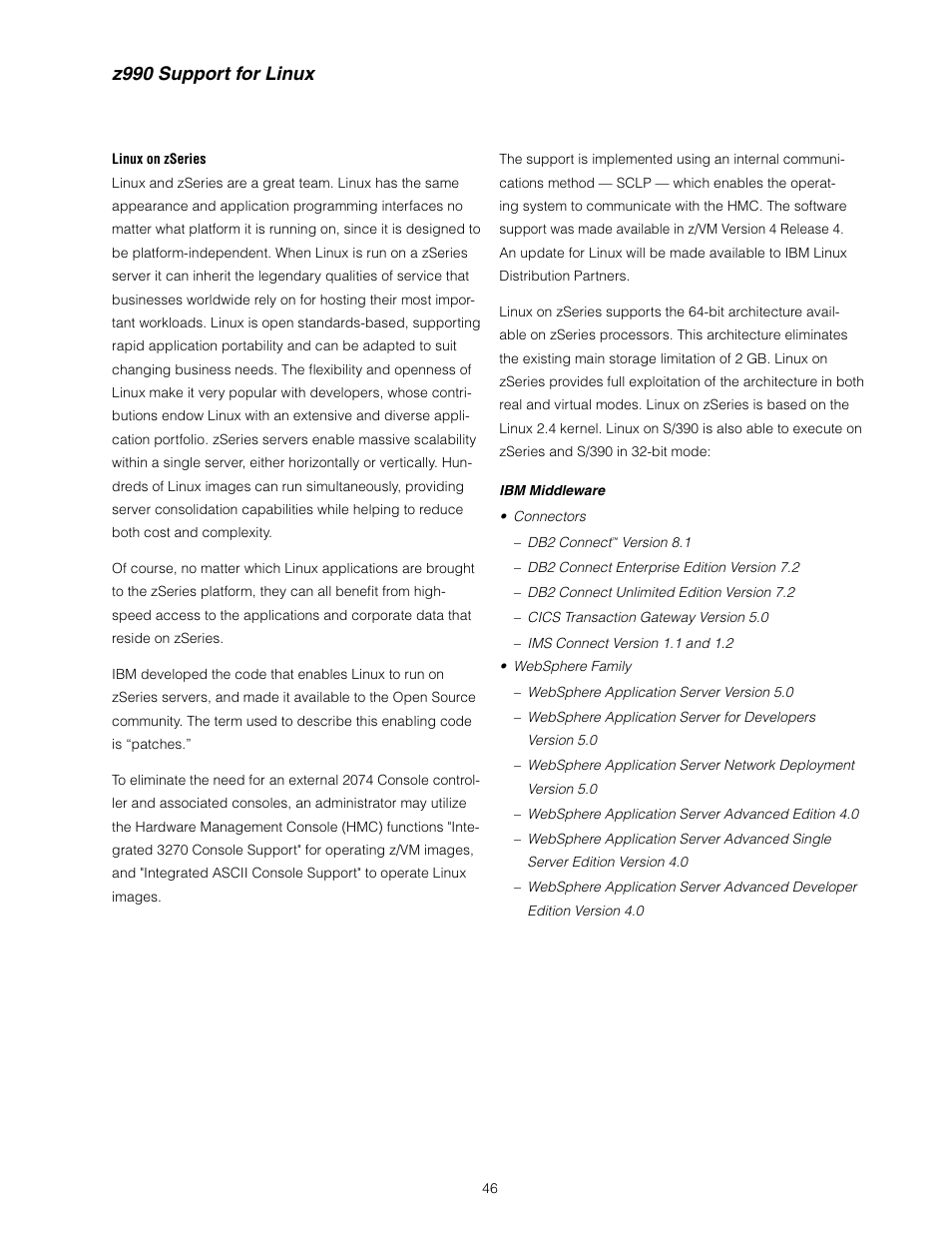 Z990 support for linux | IBM z/OS User Manual | Page 46 / 88