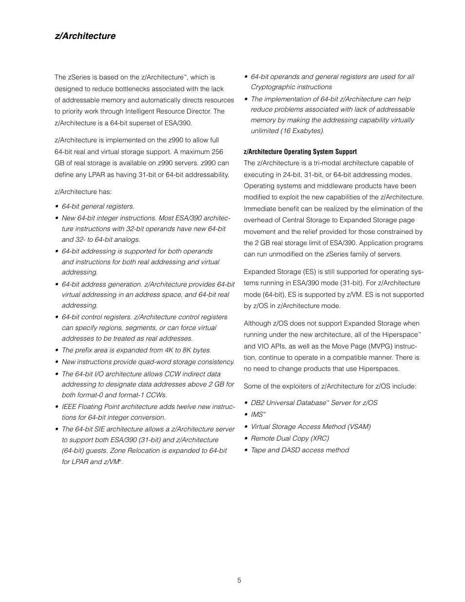 Z/architecture | IBM z/OS User Manual | Page 5 / 88