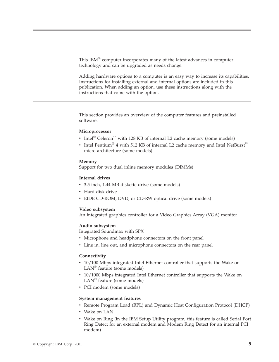 Chapter 3. general information, Features | IBM 8317 User Manual | Page 11 / 152