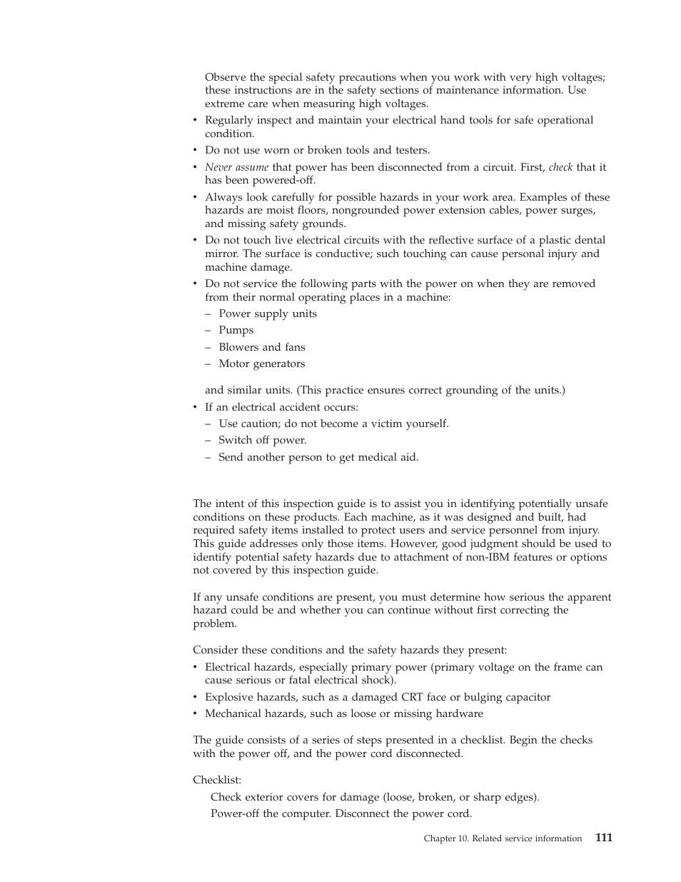 Safety inspection guide | IBM 8317 User Manual | Page 117 / 152