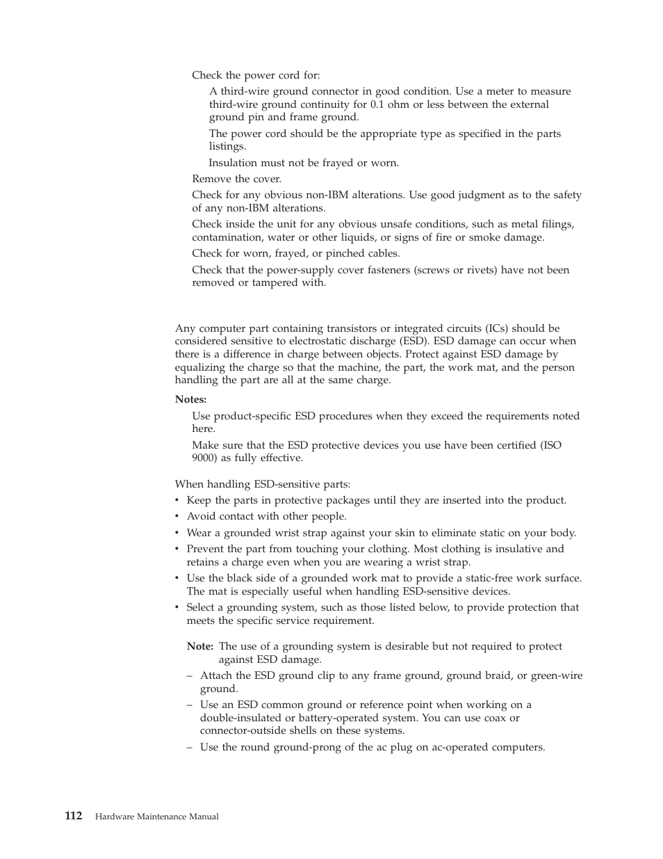 Handling electrostatic discharge-sensitive devices | IBM 8317 User Manual | Page 118 / 152