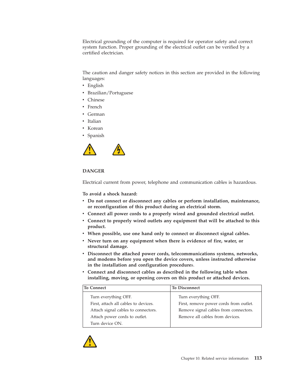 Grounding requirements, Safety notices (multi-lingual translations) | IBM 8317 User Manual | Page 119 / 152