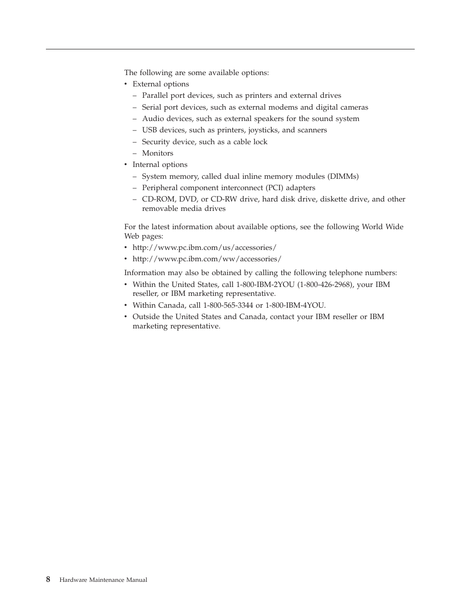 Available options | IBM 8317 User Manual | Page 14 / 152