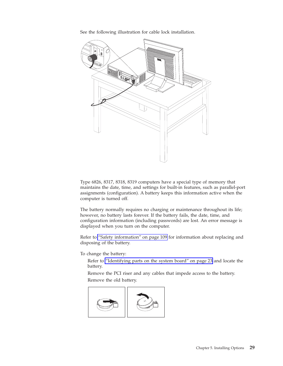 Changing the battery | IBM 8317 User Manual | Page 35 / 152