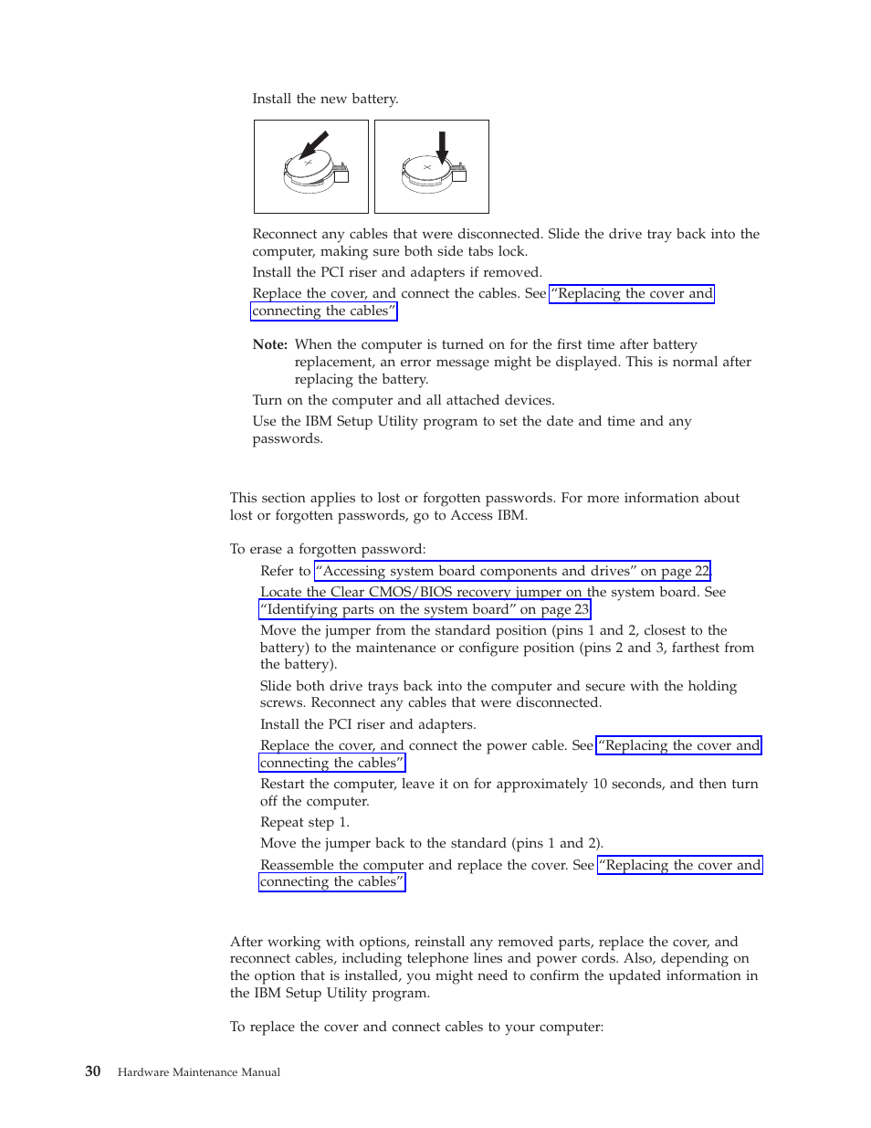Replacing the cover and connecting the cables | IBM 8317 User Manual | Page 36 / 152