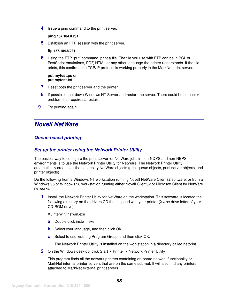 Novell netware | IBM INFOPRINT 1116 User Manual | Page 102 / 120