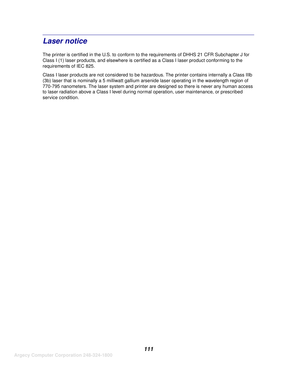 Laser notice | IBM INFOPRINT 1116 User Manual | Page 115 / 120