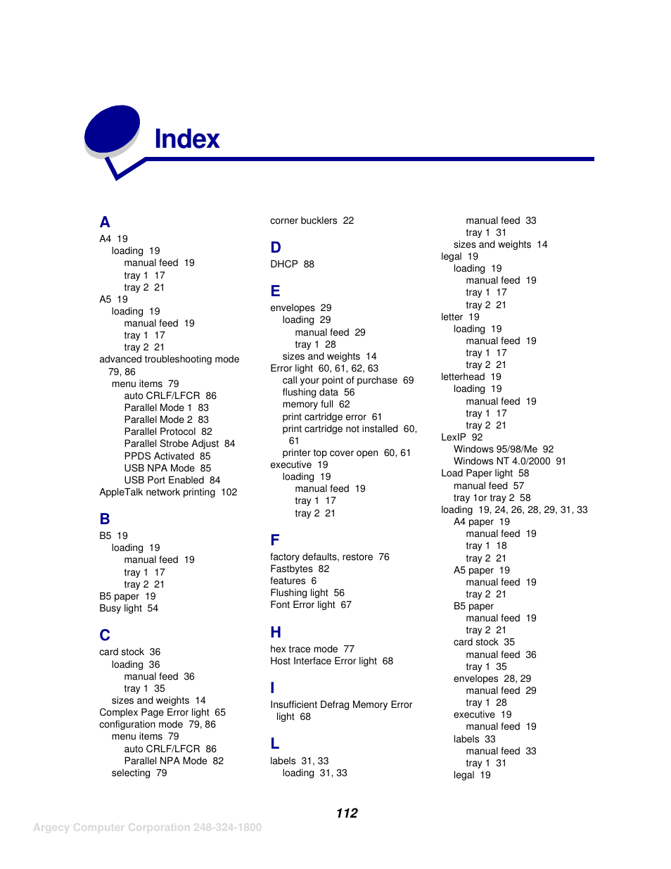 Index | IBM INFOPRINT 1116 User Manual | Page 116 / 120
