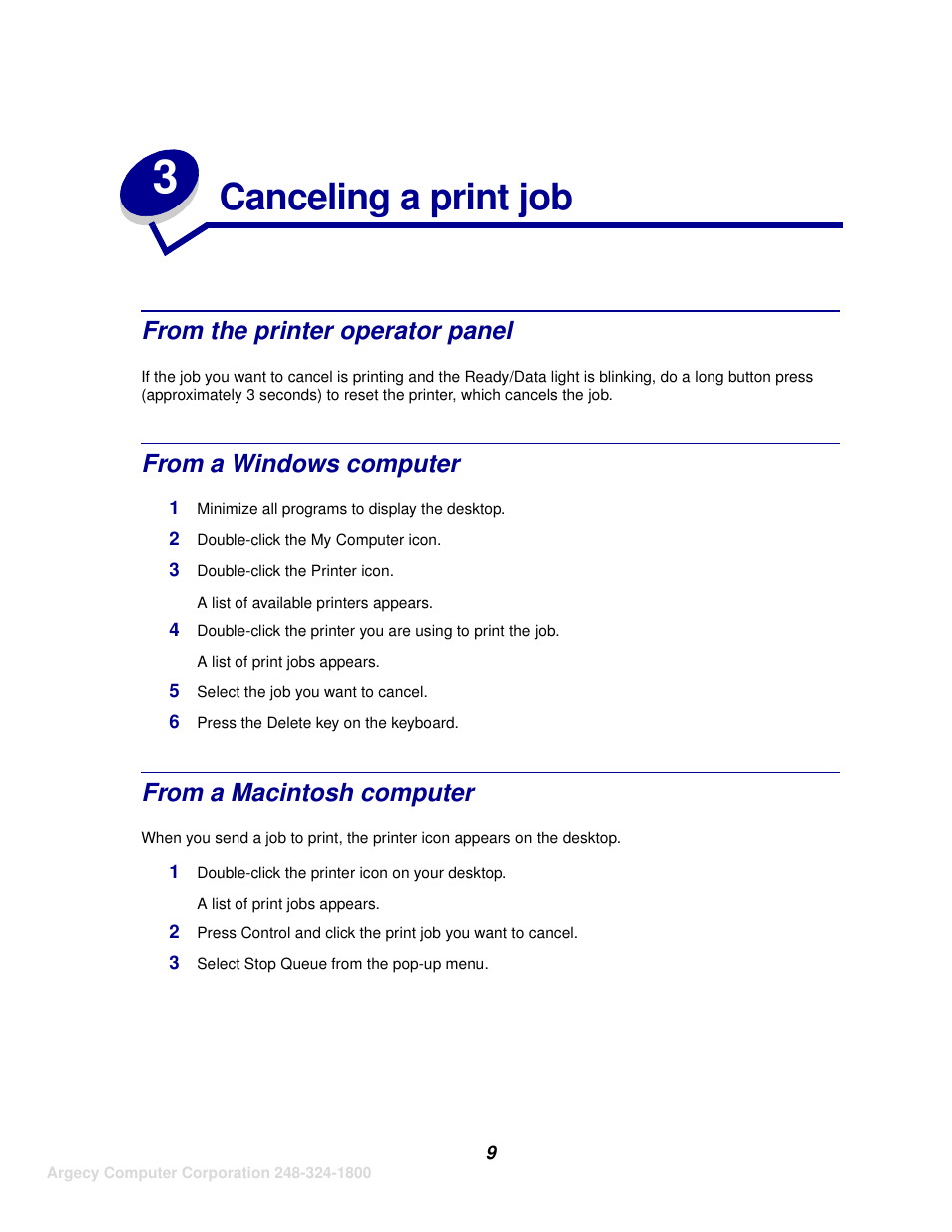 Canceling a print job | IBM INFOPRINT 1116 User Manual | Page 13 / 120
