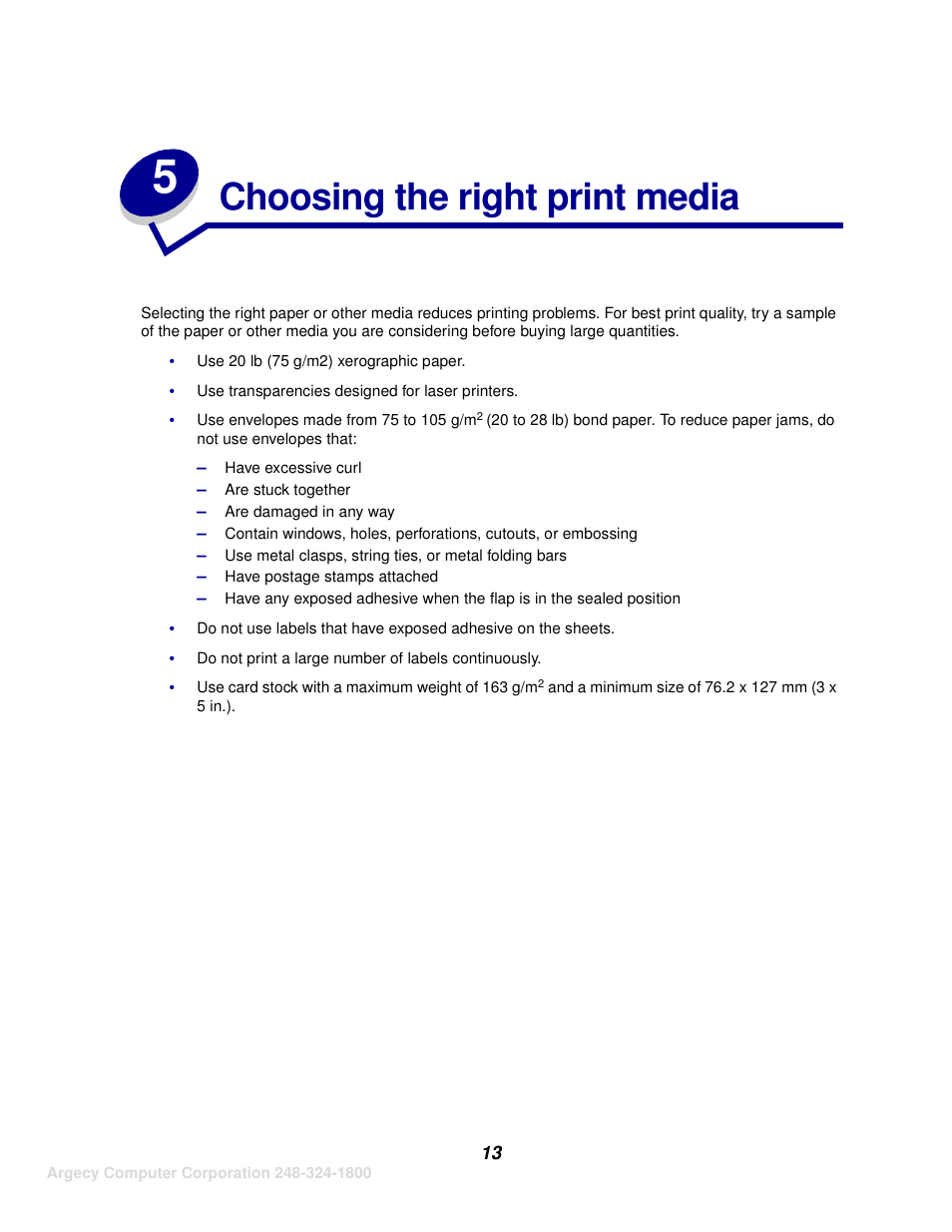 Choosing the right print media | IBM INFOPRINT 1116 User Manual | Page 17 / 120