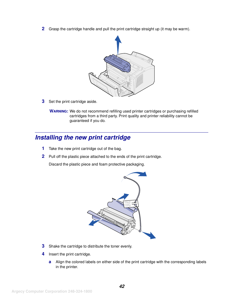 Installing the new print cartridge | IBM INFOPRINT 1116 User Manual | Page 46 / 120
