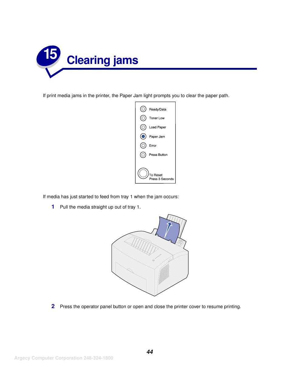 Clearing jams | IBM INFOPRINT 1116 User Manual | Page 48 / 120