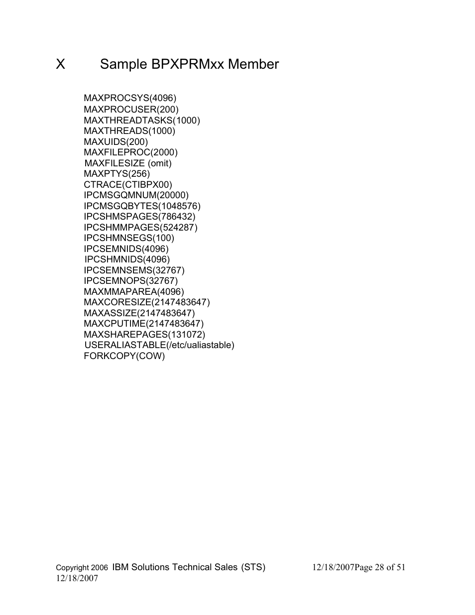 X sample bpxprmxx member | IBM DB2 V8 User Manual | Page 28 / 51
