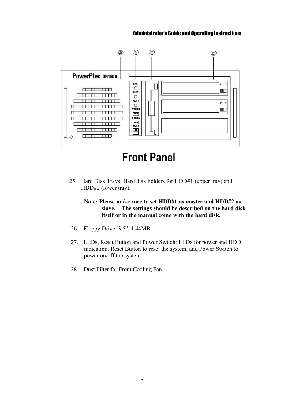 Front panel | IBM EDR1600 User Manual | Page 11 / 62
