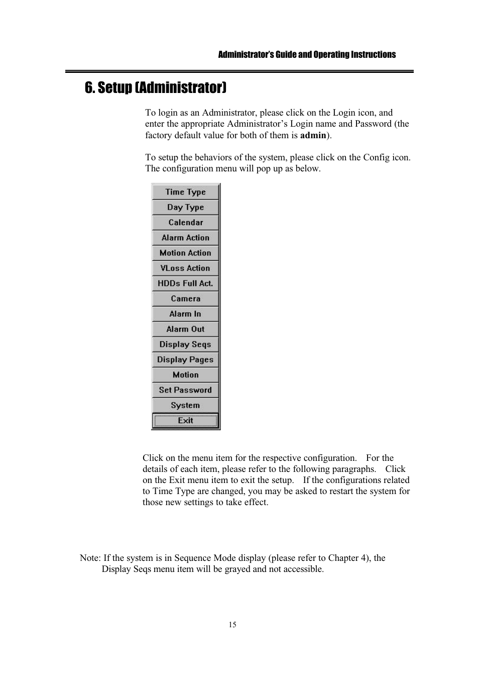 Setup (administrator) | IBM EDR1600 User Manual | Page 19 / 62
