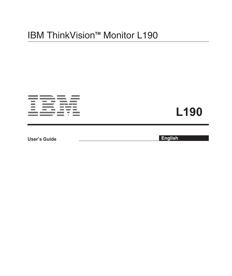 IBM L190 User Manual | 32 pages