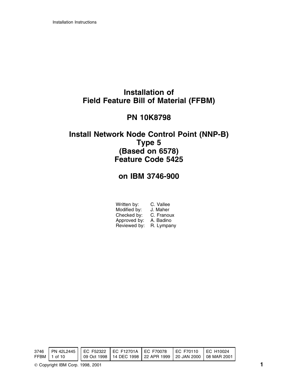 IBM PN 10K8798 User Manual | 10 pages