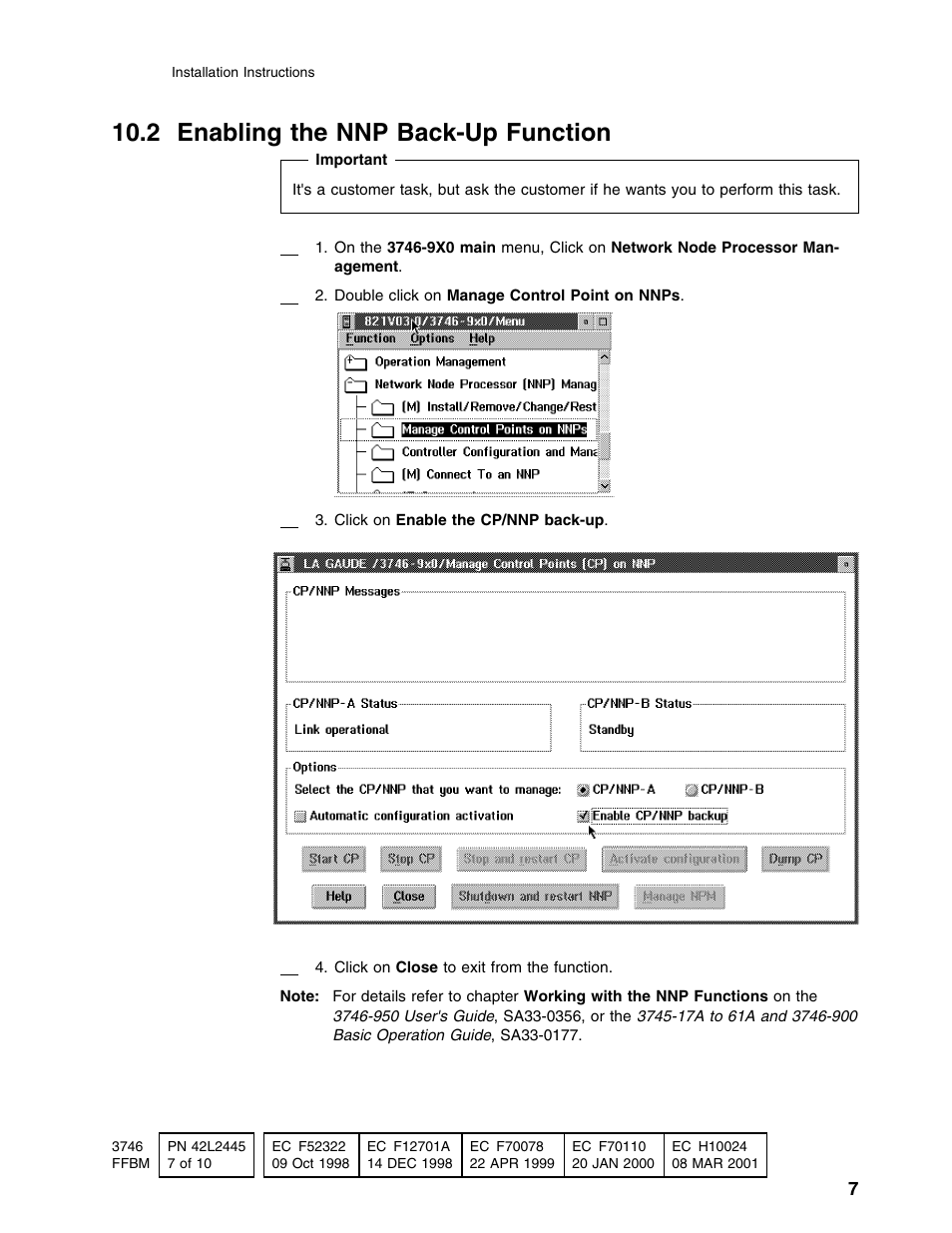 2 enabling the nnp back-up function | IBM PN 10K8798 User Manual | Page 7 / 10